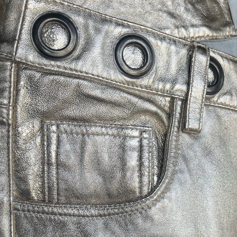 One Teaspoon - Gold 100% Sheepskin Leather Pants (Size M) - Picture 14 of 16